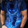 Cartoon Cat Tiger Lion T-Shirts Animal 3D Print Men Women Casual Short Sleeve O-Neck T Shirt Harajuku Y2K Tops Tees Men Clothing