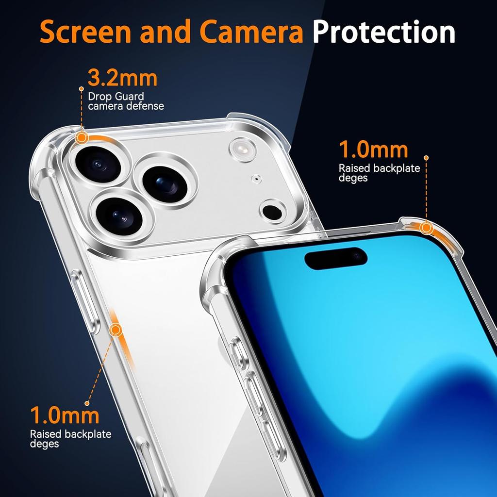 3 in 1 Case For iPhone 17 Pro Max/ 17 / 17 Pro 17 Air Case and 2 Pcs Tempered Glass Screen Protector +Soft Silicone Shockproof Bumper Cover