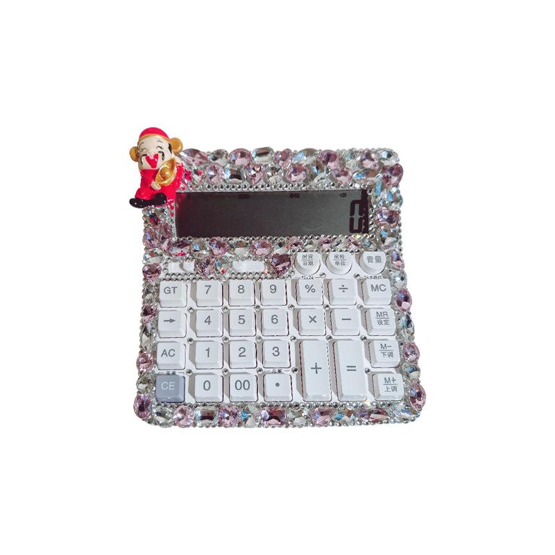 White Large Rhinestone Crystal Voice Calculator