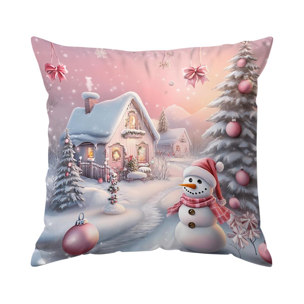 45X45Cm Countryside Christmas Theme Pillowcase Bedroom Cushion Cover 100% Polyester Living Room Cushion Pillowcase Home Decor