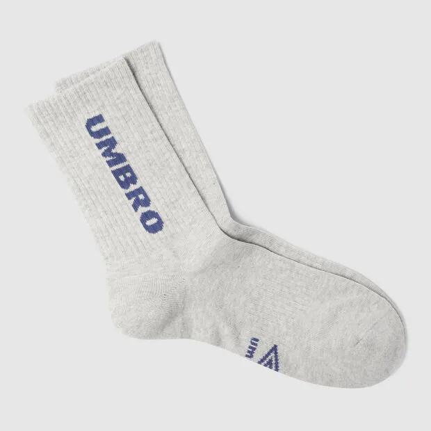 Essential Vertical Wording Crew Socks Light Grey (UQ323CSC91)