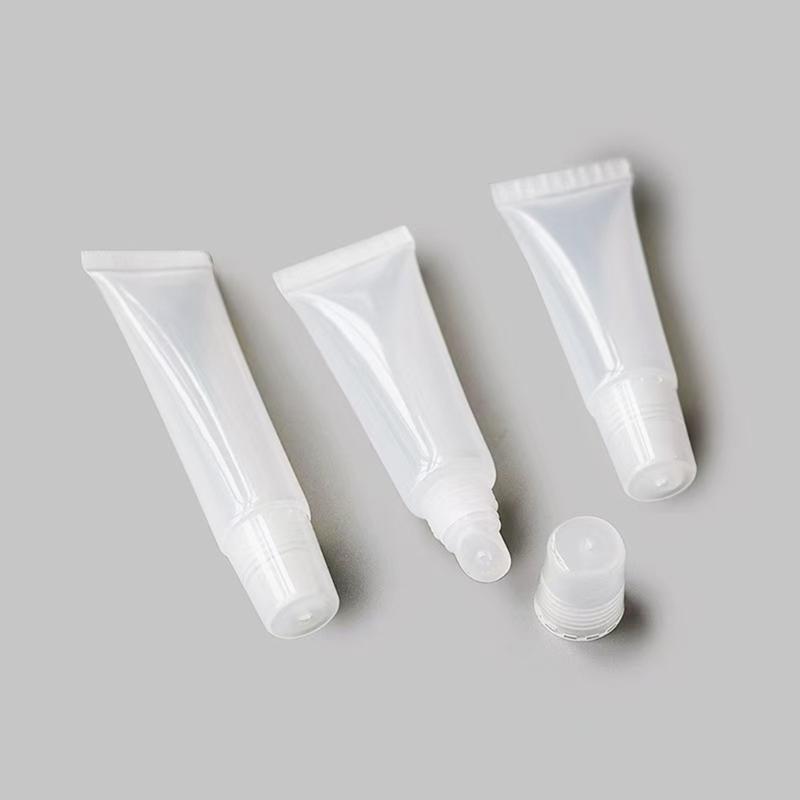 Clear Plastic Refillable Lip Balm Tubes Angled Nozzle for Precise Application Small Cosmetic Containers Empty Bottle