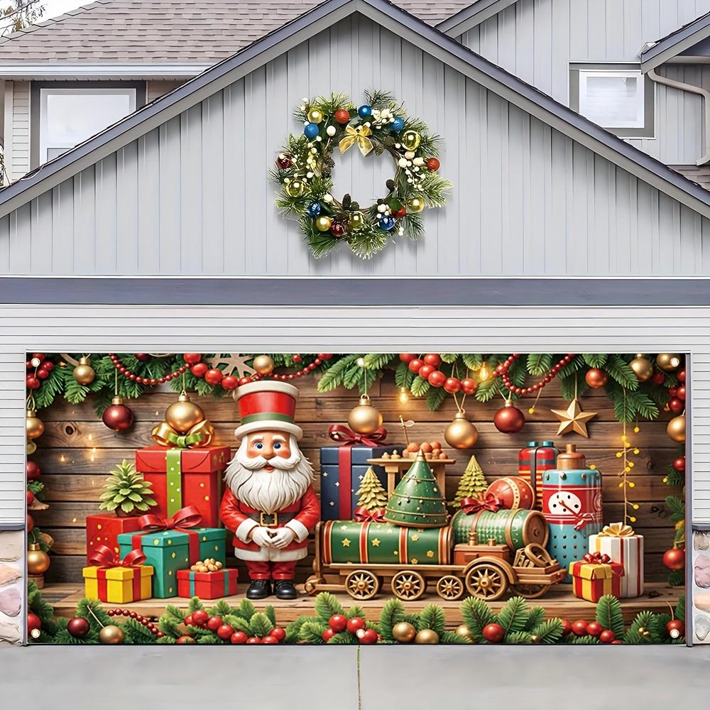 The perfect choice for home and outdoor holiday decoration with Santa Claus train garage door banners