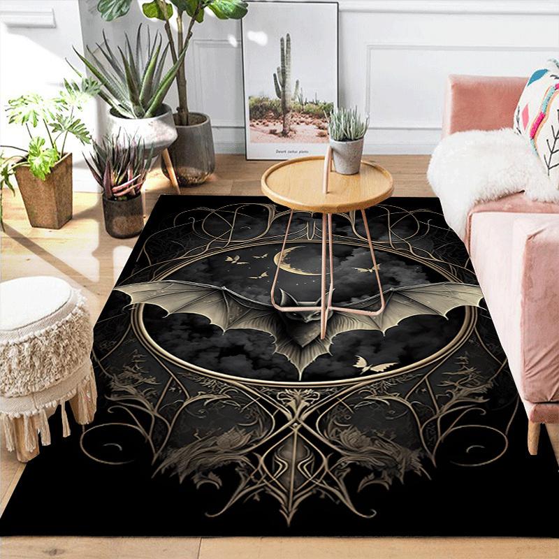1pc Bat Design Indoor Area Rug - Soft, Anti-Slip, and Durable Gaming Room Decor for Bedroom