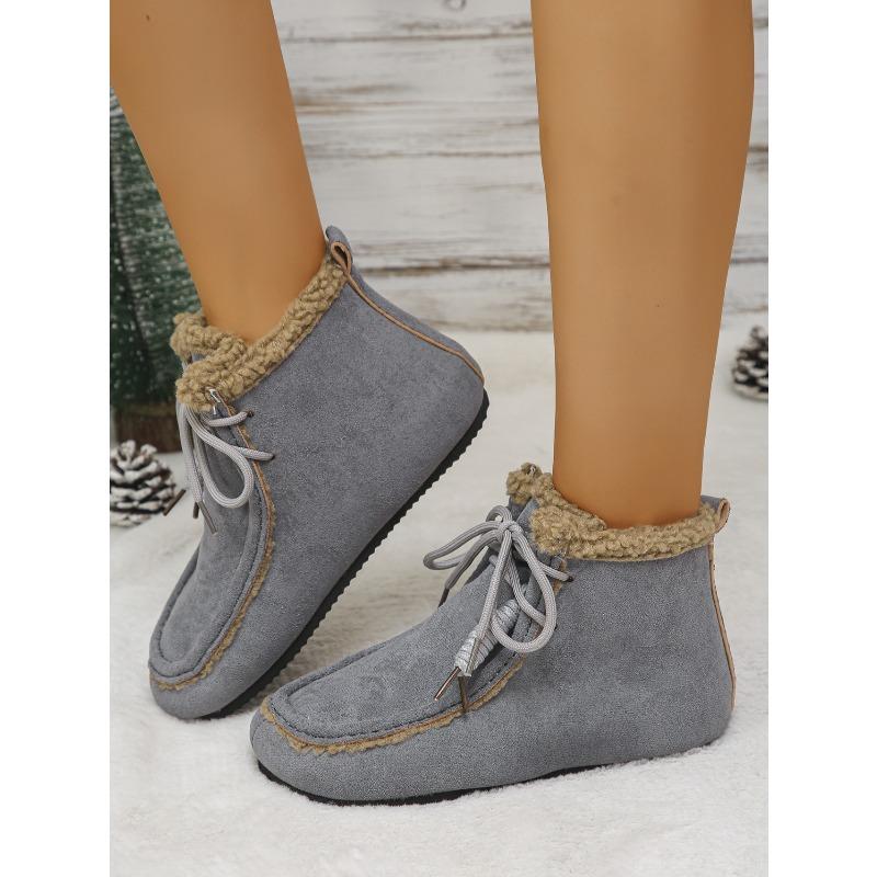 Lace-up Fleece Snow Boots 2025 Winter New Plus-size Warm Cotton Shoes for Women