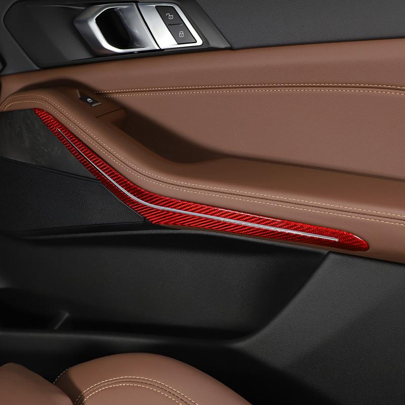 For BMW X5 G05 X7 G07 2019-2026 Real Carbon Fiber Car Interior Door Armrest Ambient Light Decorative Sticker Car Accessories