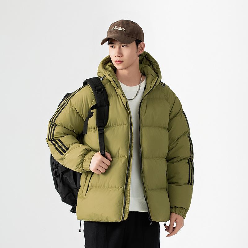 Graphene Black Gold Striped Unisex Hooded Cotton-Padded Jacket for Autumn/Winter