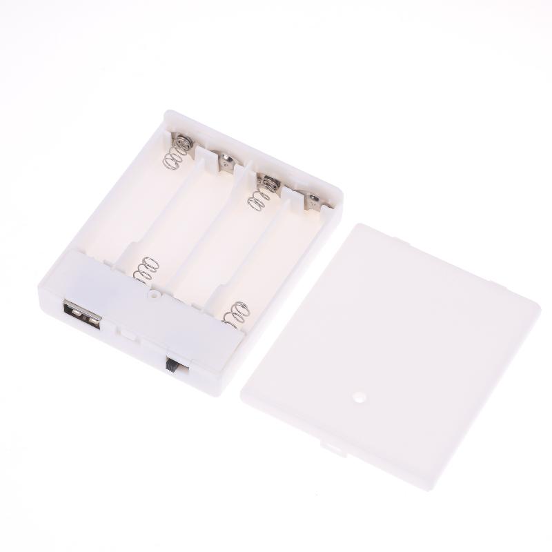 

New 1Pcs USB Power Supply Battery Box Portable Mini 4AA Battery Holder Storage Box Case For LED Strip Light Accessories білий