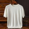 Men Solid Color Knitted Short Sleeve Round Neck T Shirt