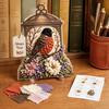 Dekorative Laterne Bastelset 3D Stoff-Poke-Art, DIY Vogel-Erinnerung Blumen-Set und Muster, Punch Needle Set für Erwachsene, Haus Tisch Kaminsims Dekoration