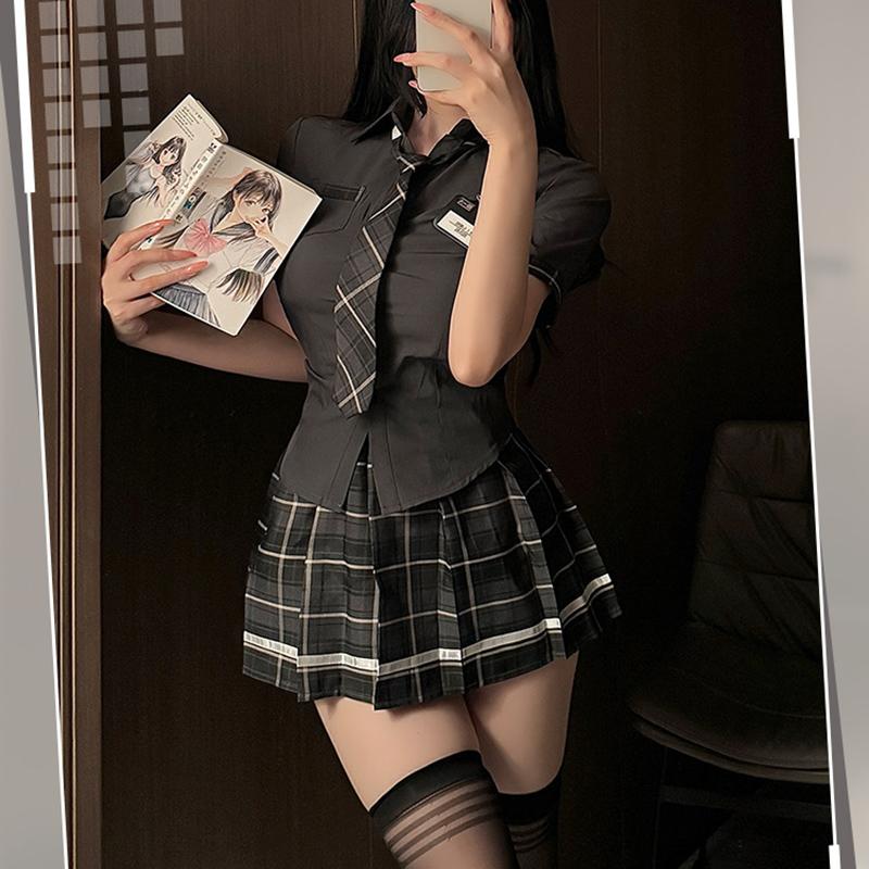 M~3XL Cosplay Costume 4pcs Sets Sexy Student Wear Cos Uniform Temptation Jk Short Skirt Uniform Suit