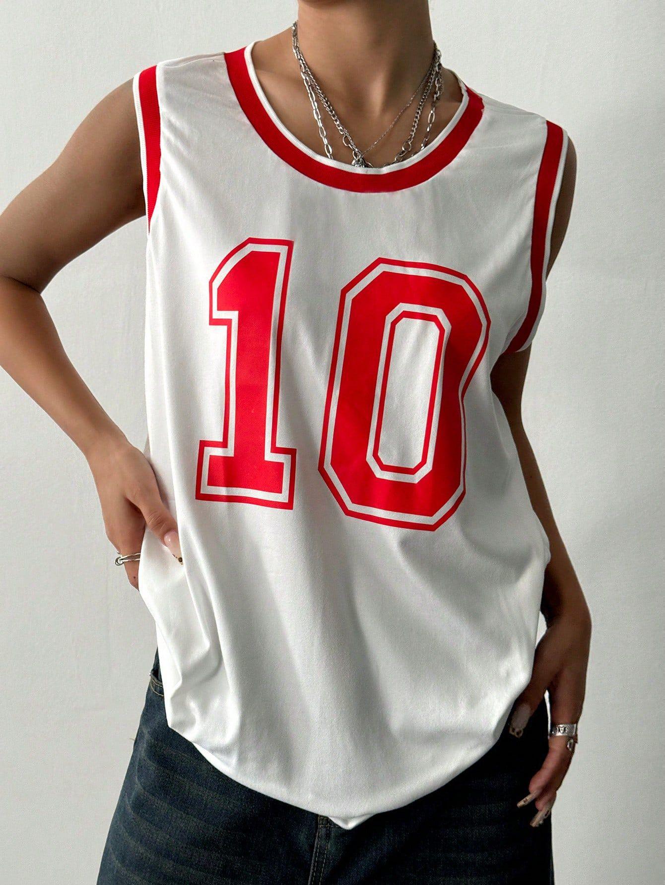 

Женская свободная футболка с цифровой печатью - Европейский и американский стиль Extra Large белый