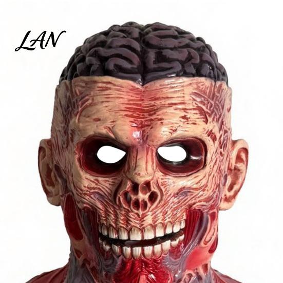 Professional Cosplay Props for Party Scary Zombie Head Masque, Adults Horror Latex Full Hood Secret Room Escape Game Prop Realistic Creepy Skeleton