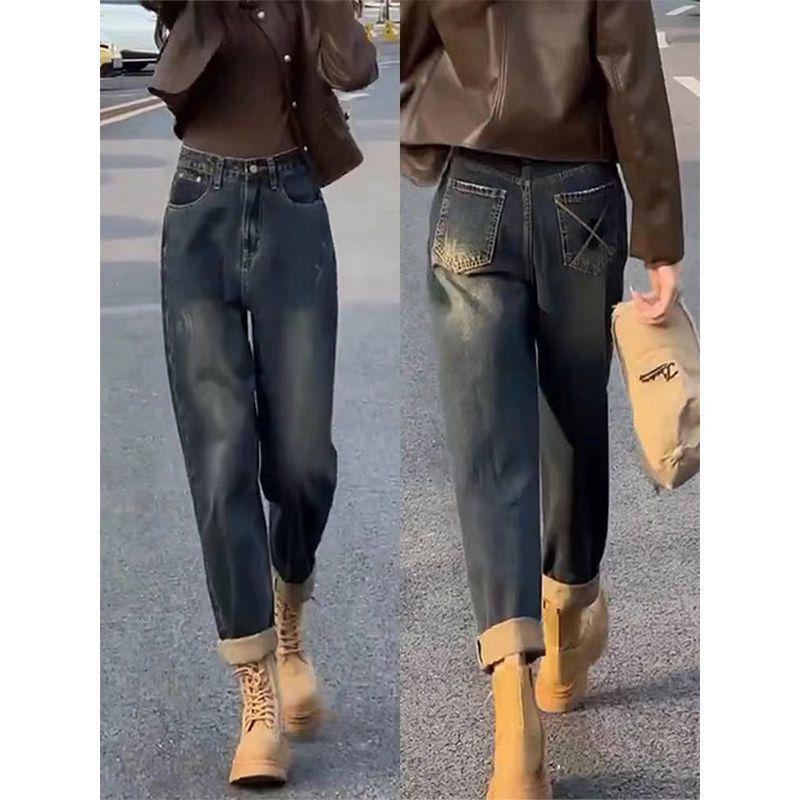 

Женские зимние джинсы гарем с высокой талией, утягивающие, на флисовой подкладке - для фигуры груша , универсальный укороченный стиль (Тенденция 2025 года) S [80-95 lbs]