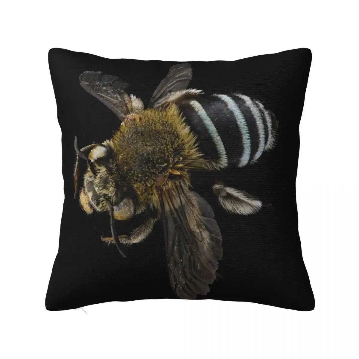 Синяя полосатая пчела (Виды Amegilla) Декоративная подушка Рождественская подушка Наволочка Роскошные декоративные наволочки 45x45cm