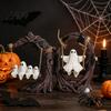 Weather-Resistant Garden Ornament Ghost On Tree Swing Halloween Decor, Resin Spooky Figurine with Vintage Detailed Sculpture for Office Base, Festive