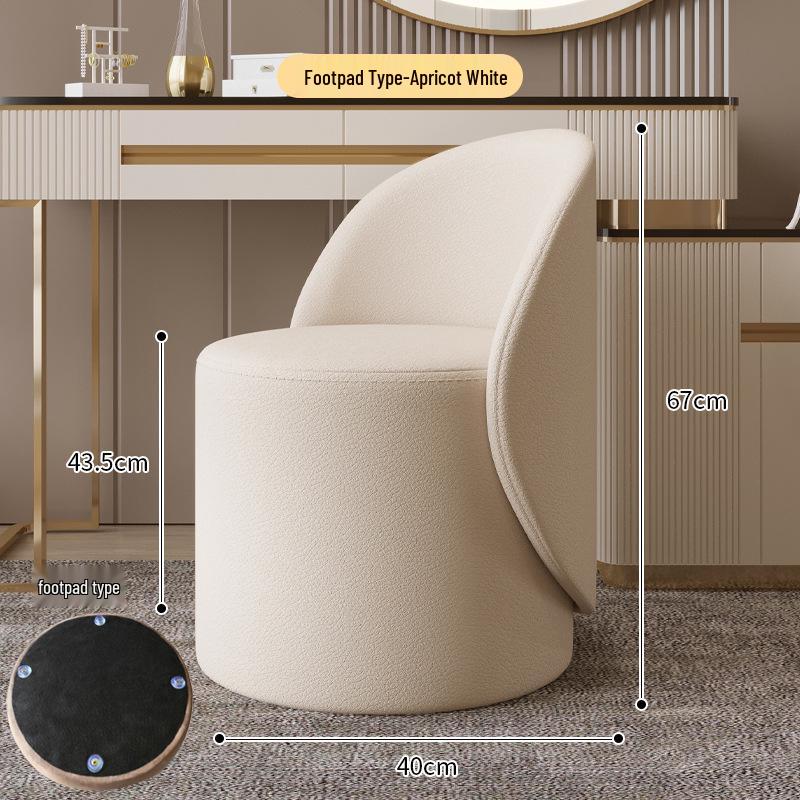 Rotating Dressing Stool with Backrest for Bedroom, Nail Salon, or Makeup Room