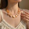 Vintage Round White Shell Choker Necklace for Women Bohemian Geometry Splicing Collarbone Chains Charms Daily Versatile Jewelry
