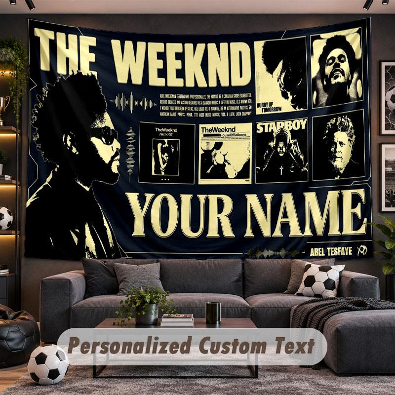 Wall Hanging Tapestry Custom NameThe Weeknd Pattern Personalized Printed Fabric Wall Decor