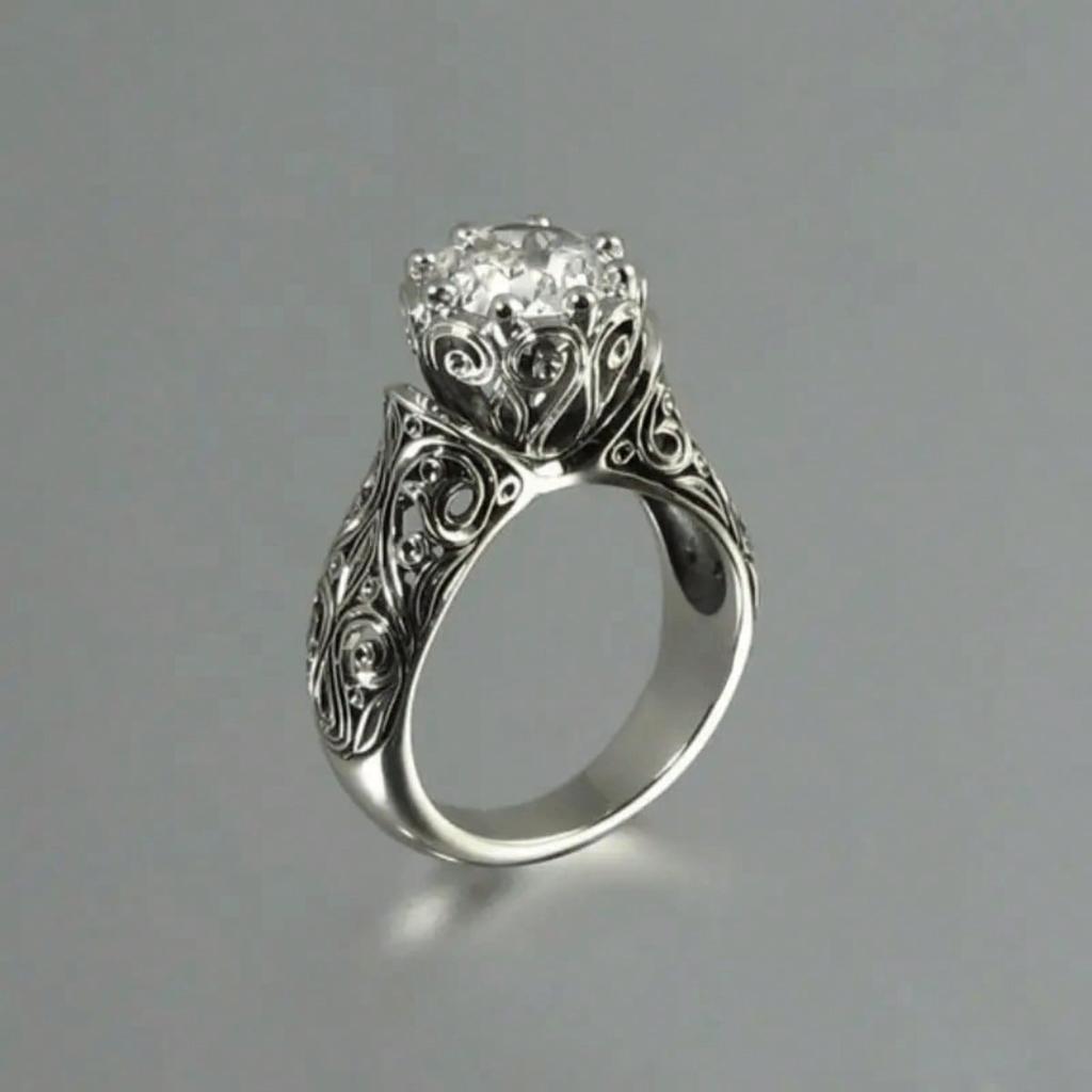 1pc Women's Retro Synthetic Zircon Ring, Exquisite Floral Design Ring, Suitable for Wearing, Holiday Gift Giving