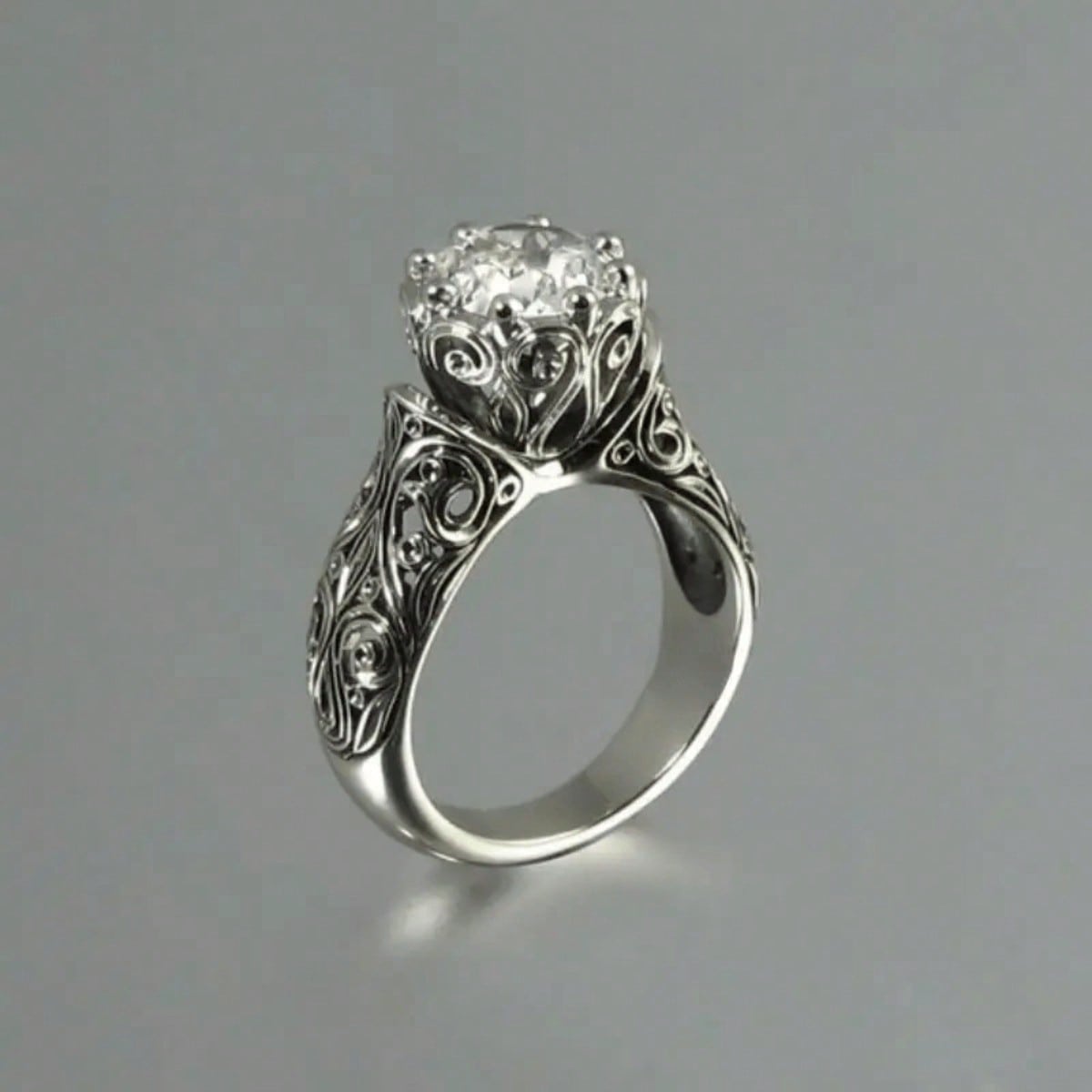 

1pc Women s Retro Synthetic Zircon Ring, Exquisite Floral Design Ring, Suitable for Wearing, Holiday Gift Giving 10 срібний