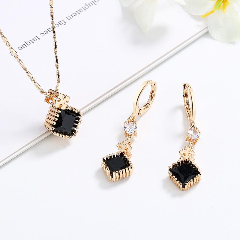 18K Gold Plated Pendant Zirconia Jewelry Set 18k Gold Plated Jewelry Sets Necklace Set for Women