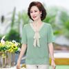 Women's Tops Mom's Summer Fashion Soft Shirt Short Sleeve Pullover Shirt Middle-aged Women