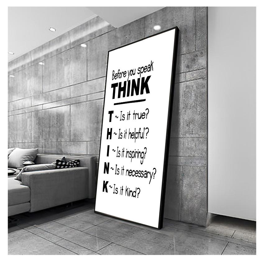 Print Poster , Think Before You Speak Quote Canvas Painting School Classroom Wall Art Decor Motivational