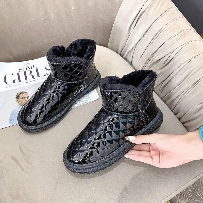 Fashion Fur One Snow Boots Women  Waterproof Warm Cotton Shoes Winter Women's Shoes Plus Fleece Thickened Short Boots Women Shoes
