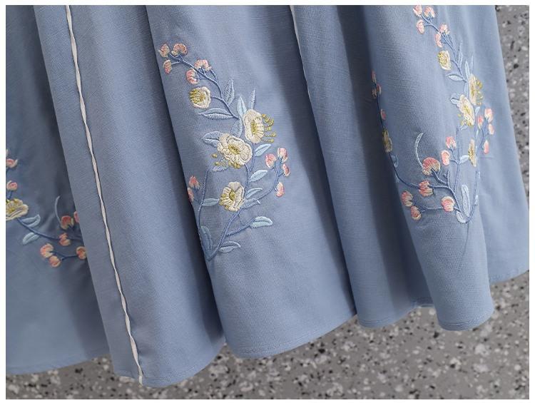 Spring Republic Women's Hanfu Tea Ceremony Dress: Tang Suit Slimming Embroidered Cheongsam Two-Piece Set