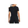 Under Armour Solid Knot Round Neck Short Sleeve T-Shirt Women Tops Black 1383647-001