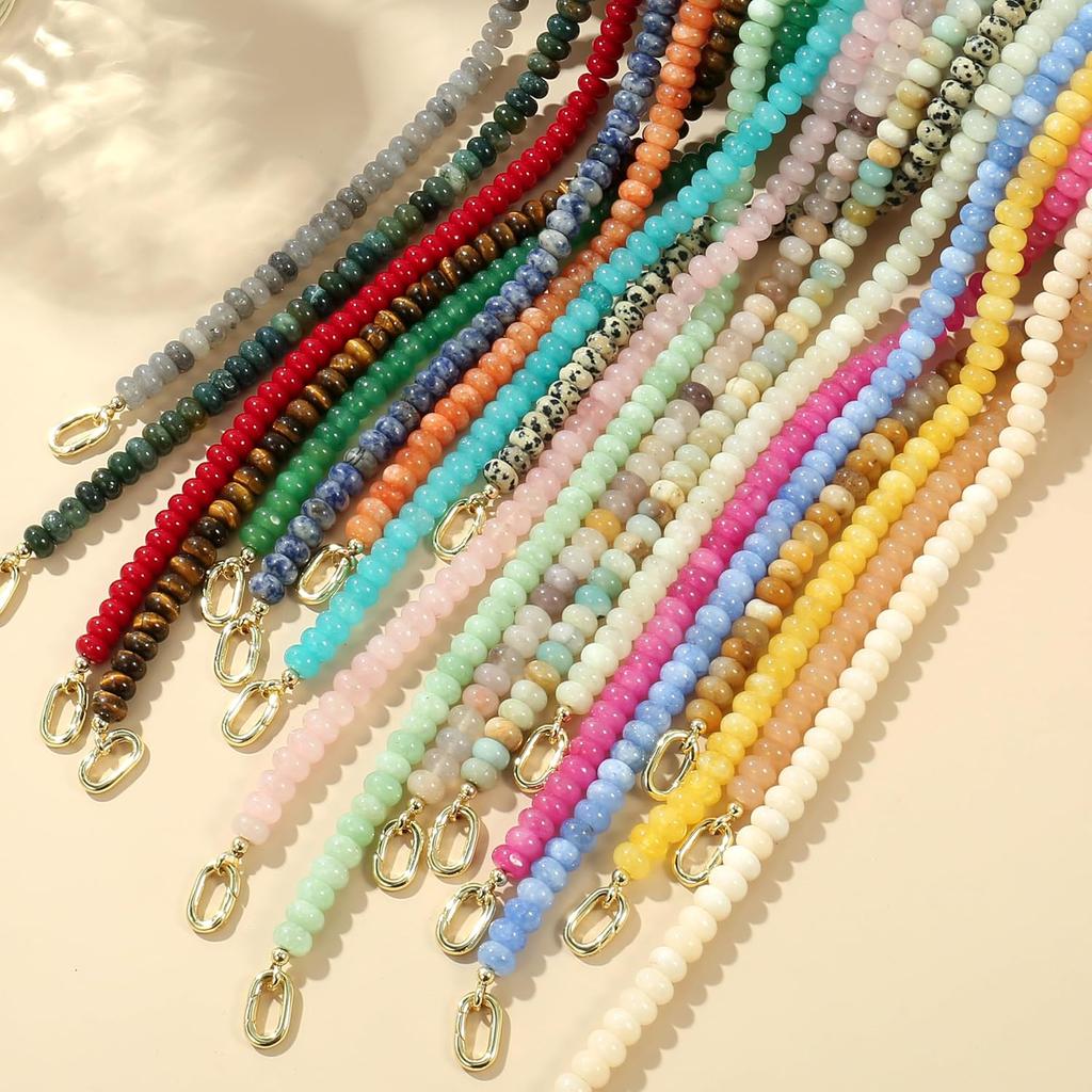Beaded Gemstone Necklaces for Women Bohemian Colored Choker Natural Stone Bead Summer Beach Handmade Jewelry Necklace
