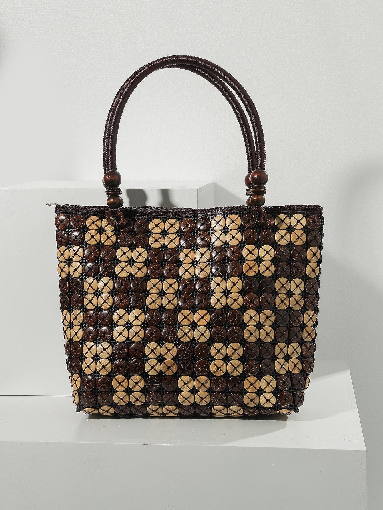 Женская сумка-клатч из кокосовой скорлупы в богемном этническом стиле