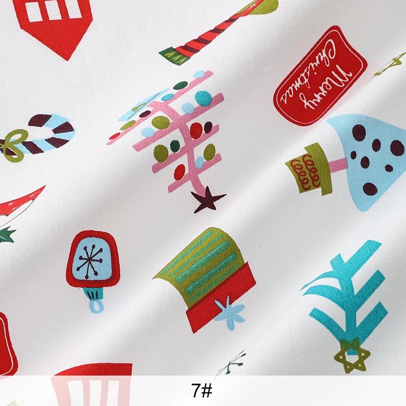 0.5m/1m/2m Pure Cotton Twill Christmas Printed Fabric for Sewing Curtain Scene Decoration Tablecloths Children's Clothing Fabric