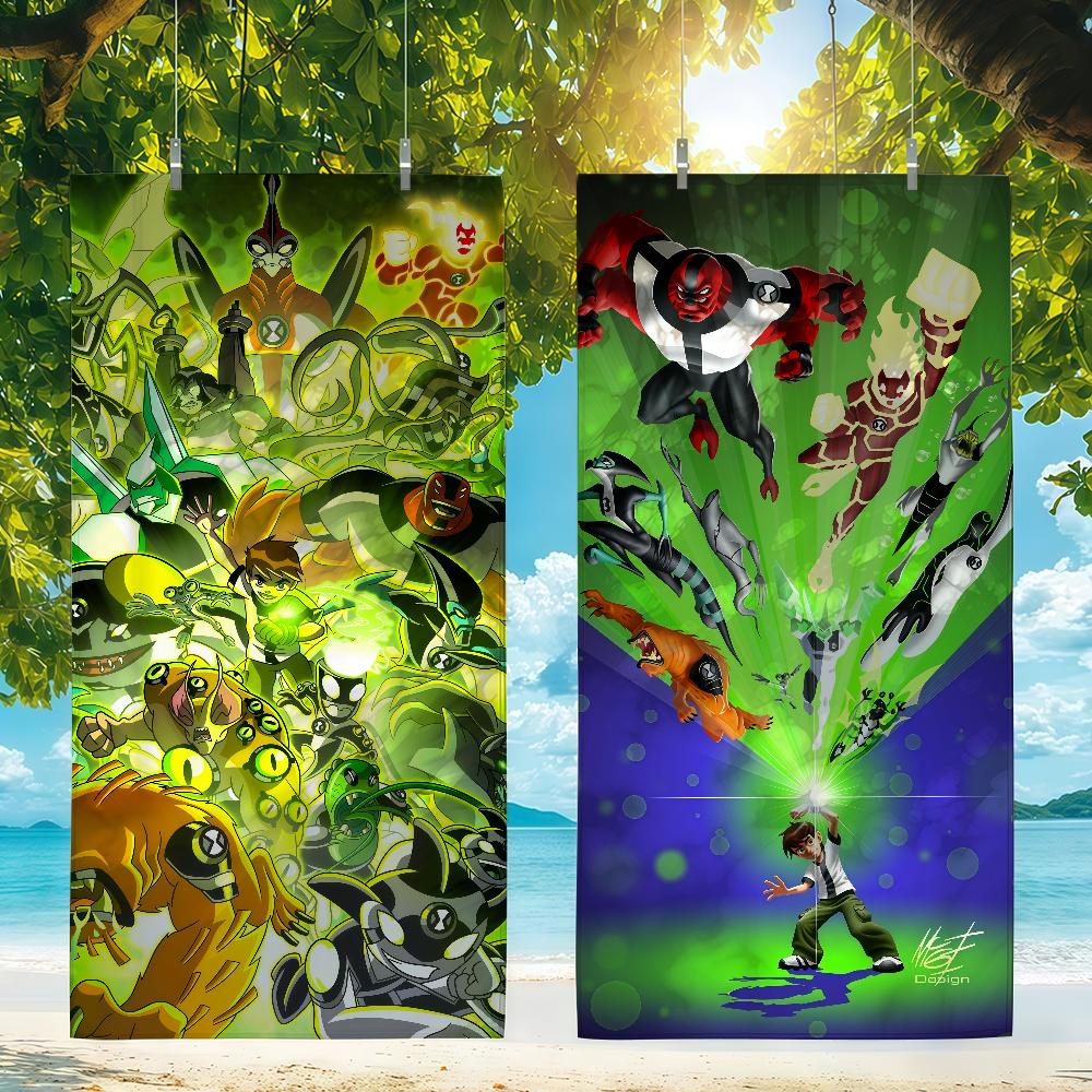 Cartoon B-Ben 10 Towel Beach Towel Travel Lightweight Skin Friendly For Pool Beach Camping Cruise Summer