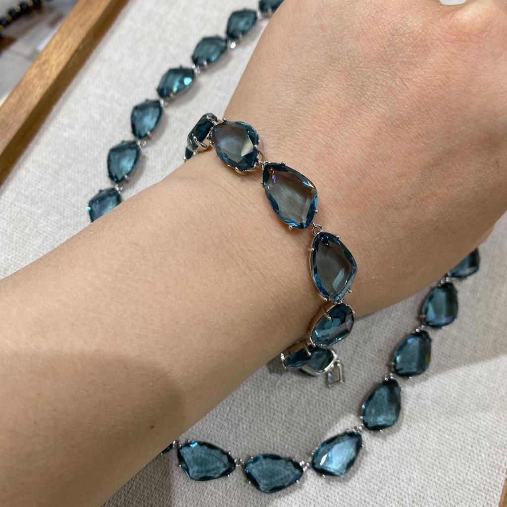 Natural Blue Crystal Necklace Irregular Section Niche Design Sense Collarbone Chain, Light Luxury High Sense