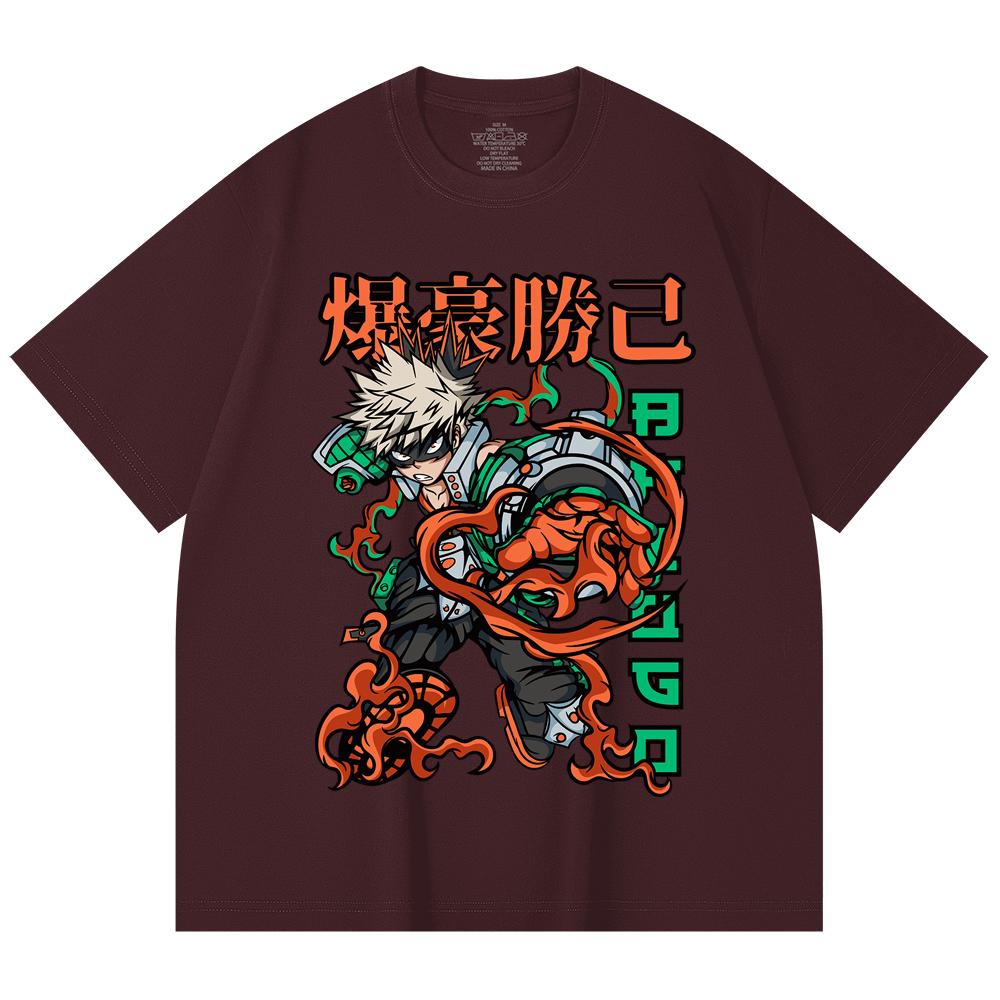 

230 Gsm 100% Cotton My Hero Academia V14 Bakugo Print Unisex Heavy Cotton T Shirt 2XL