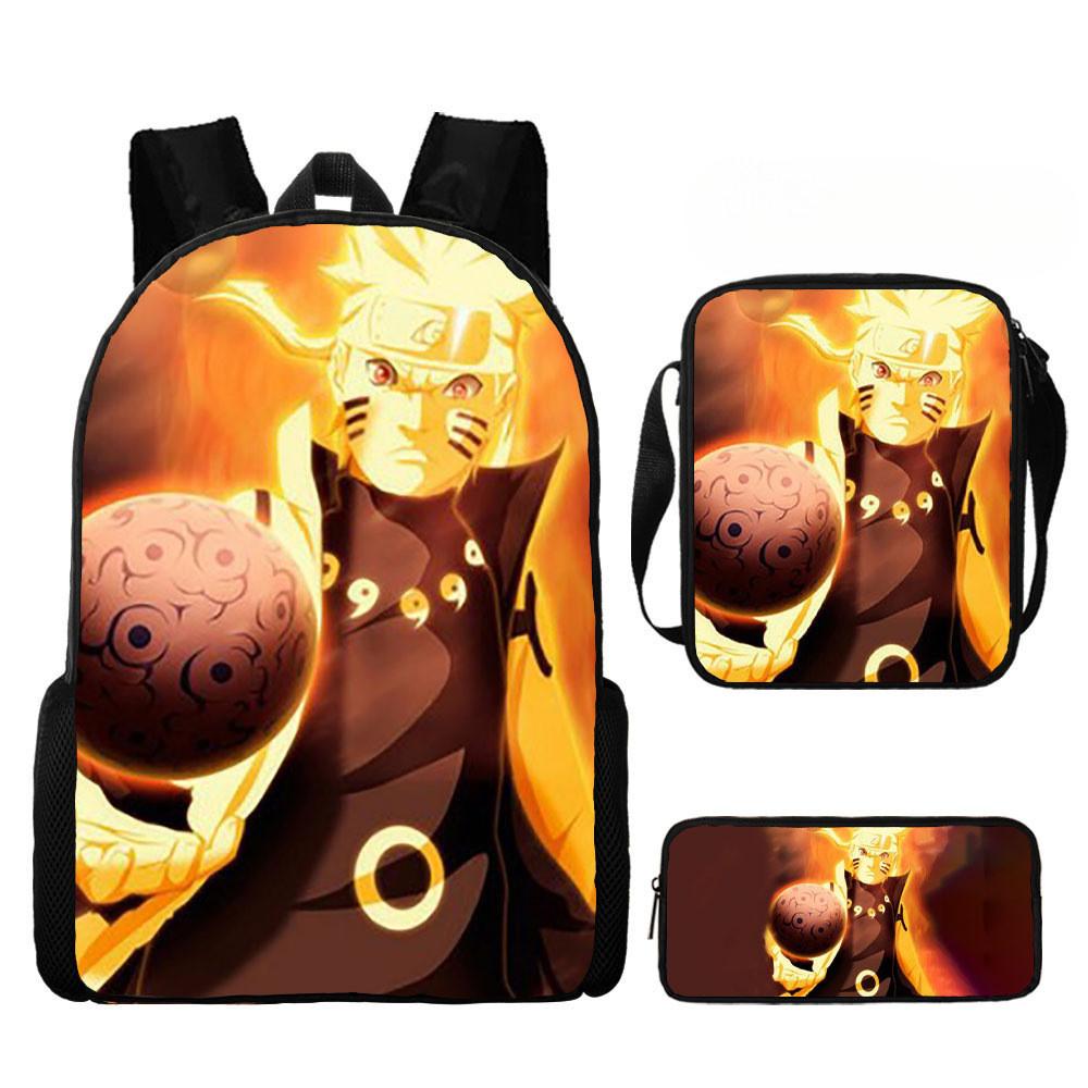 Backpack Naruto Children Set With Pencil Case And Versatile For School Trips Day