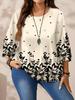 2025 Fashionable High-Quality Printed Round Neck Women's Top with Seven Sleeves - European & American Style