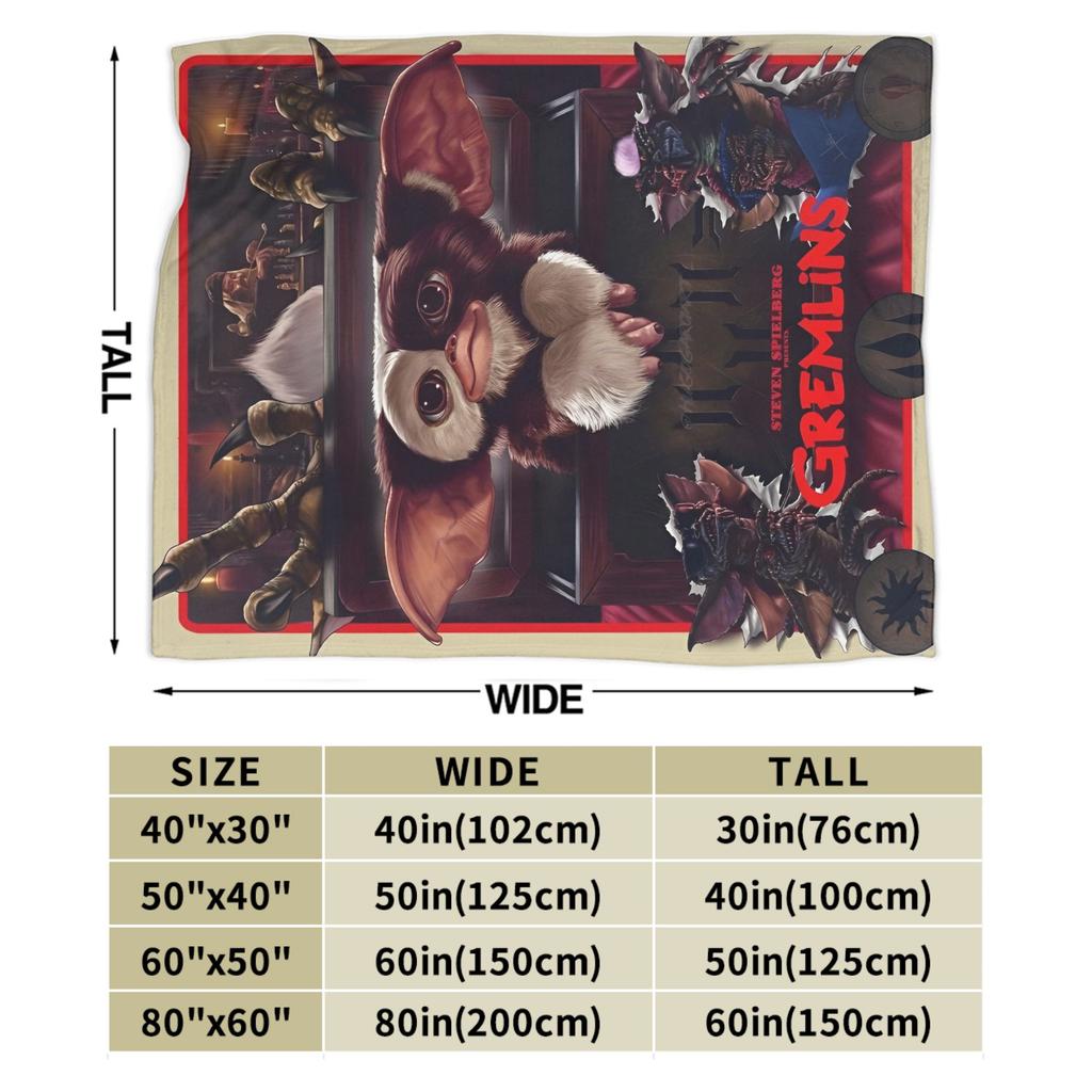 Gizmo Mogwai Monster Gremlins Flanelldecke Weiche Kuscheldecke für Wohnzimmer Flugzeugreise Lustige Bettdecke Sofabettbezug