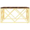  Coffee Table, Gold, Stainless Steel and Solid Reclaimed Wood
