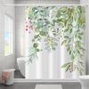 Ivy Leaves Bathroom Curtains Watercolor Floral Plants Shower Curtain Bathroom Polyester Waterproof Fabric Trim with Hooks
