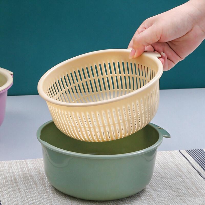 Sanhe Thickened Dual-Layer Round Draining Basket