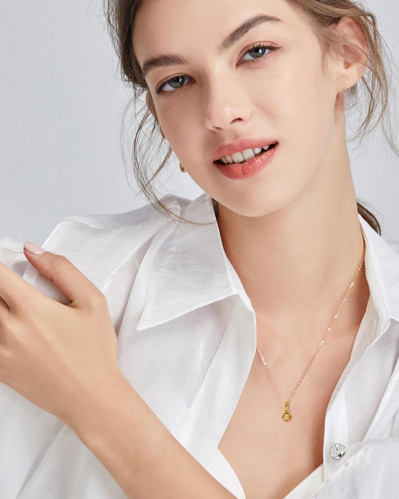 FANCIME Natural 18K Yellow Gold November with Silver Brand Anniversary Gift Wrapping Included Women's Necklace, Citrine, Pendant, Birthstone, Chain,