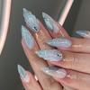Cross-border hot-selling wearing nail pads finished products wholesale cool color 3D water drop shell manicure almond fake nails