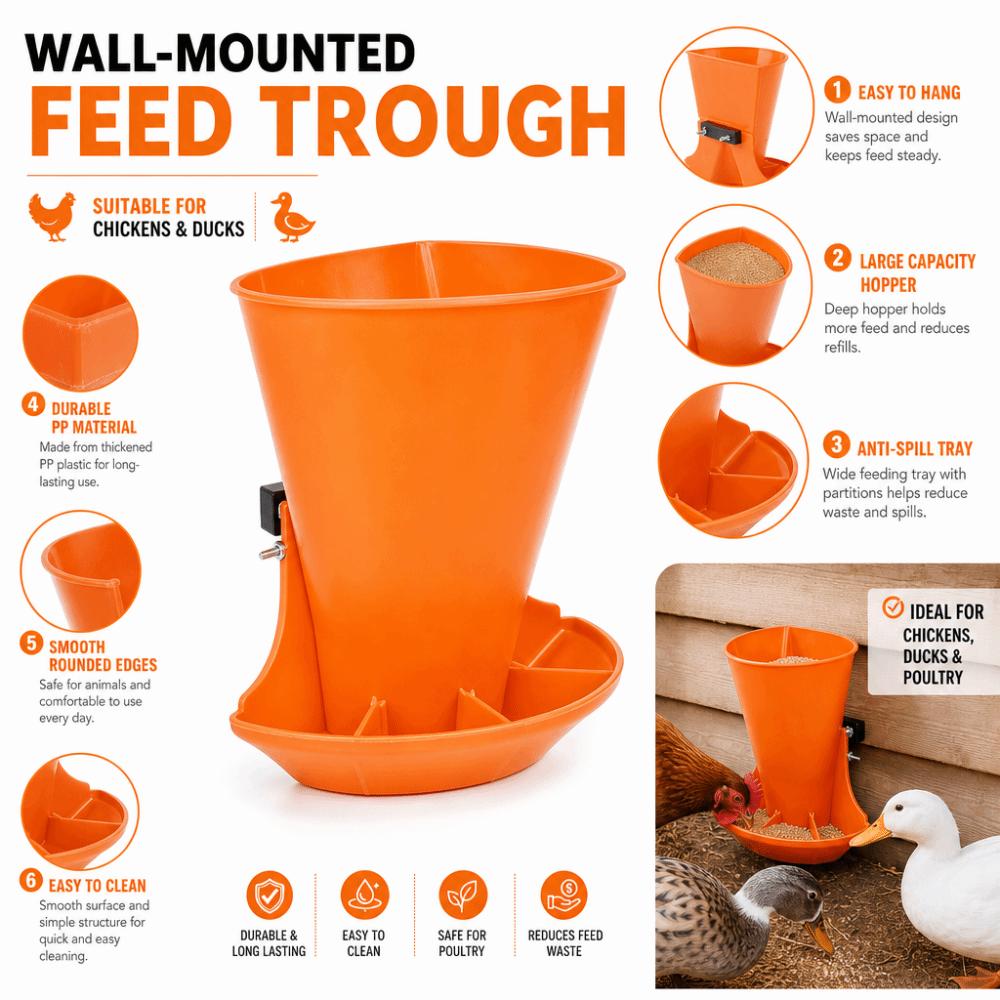 Wall-mounted Piglet Feeding Trough Plastic Automatic Pig Chute Piglet Rearing