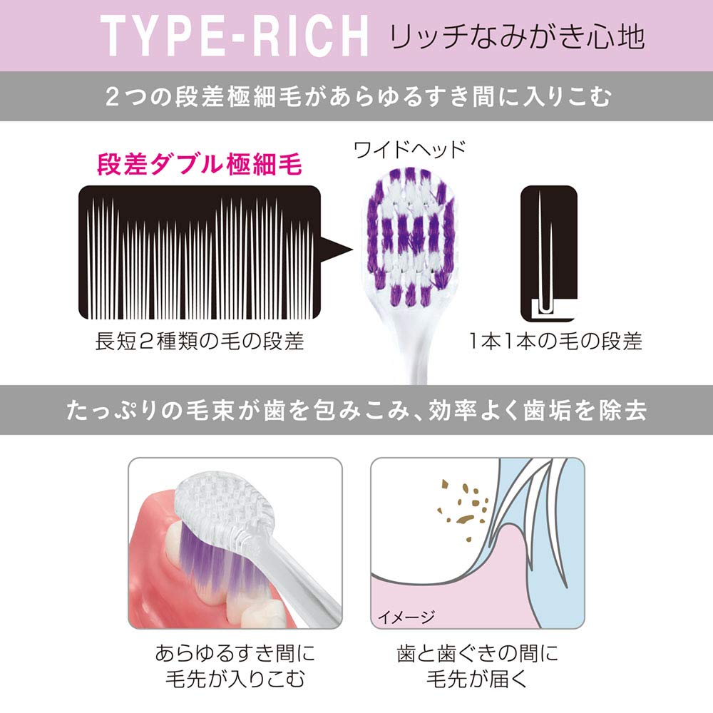NONIO Toothbrush Set medium and cannot be floss TYPE-RICH (6 brushes, extra-fine bristles) (Color chosen) + Y-shaped included.