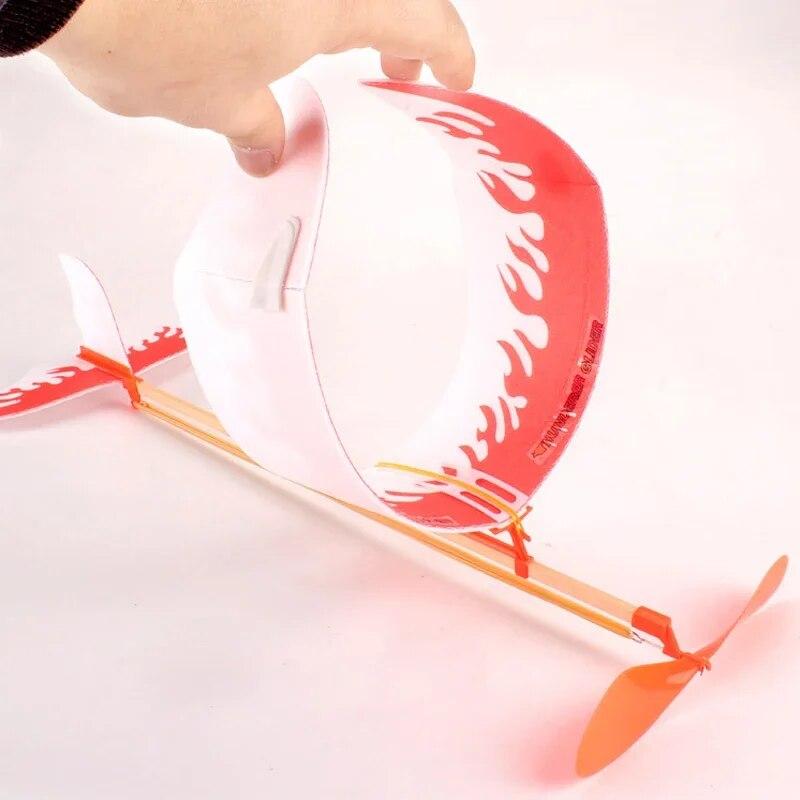 1 Set Elastic Rubber Band Powered Flying Airplane Plane Glider Educational Sciences DIY Assembly Toys for Children Kids