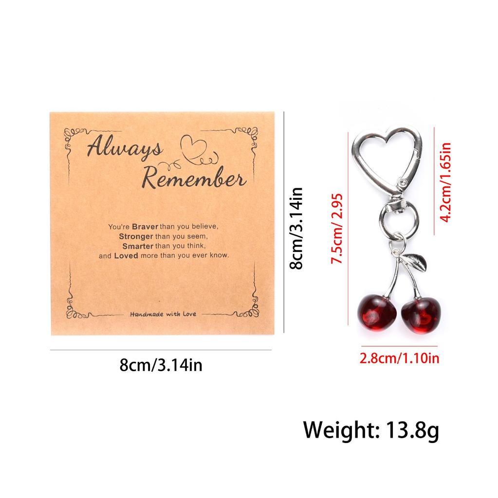 Cross-Border Inspirational Cherry Heart Keychain
