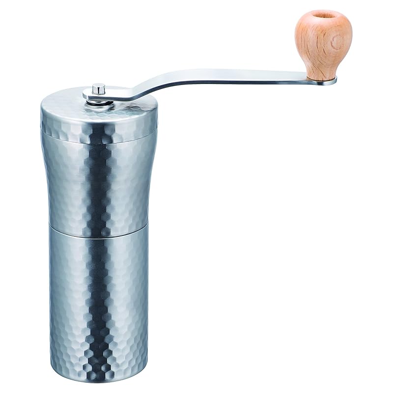 

Kawasaki synthetic resin hand ground coffee mill silver Bean capacity 30g ceramic stainless coffee mill Hammered eyes MI-011